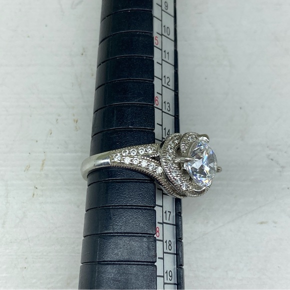 Sterling Silver 925 PAJ Spiral Stair Halo Ring With Large CZ Set Size 7 - Picture 6 of 15